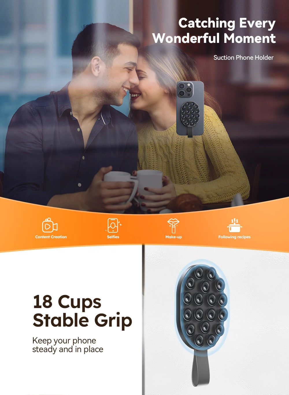 Joyroom Upgraded Magnetic Suction Cup Phone Mount Mirror Shower Silicone Suction Phone Case Grip Stand Holder For iPhone Android