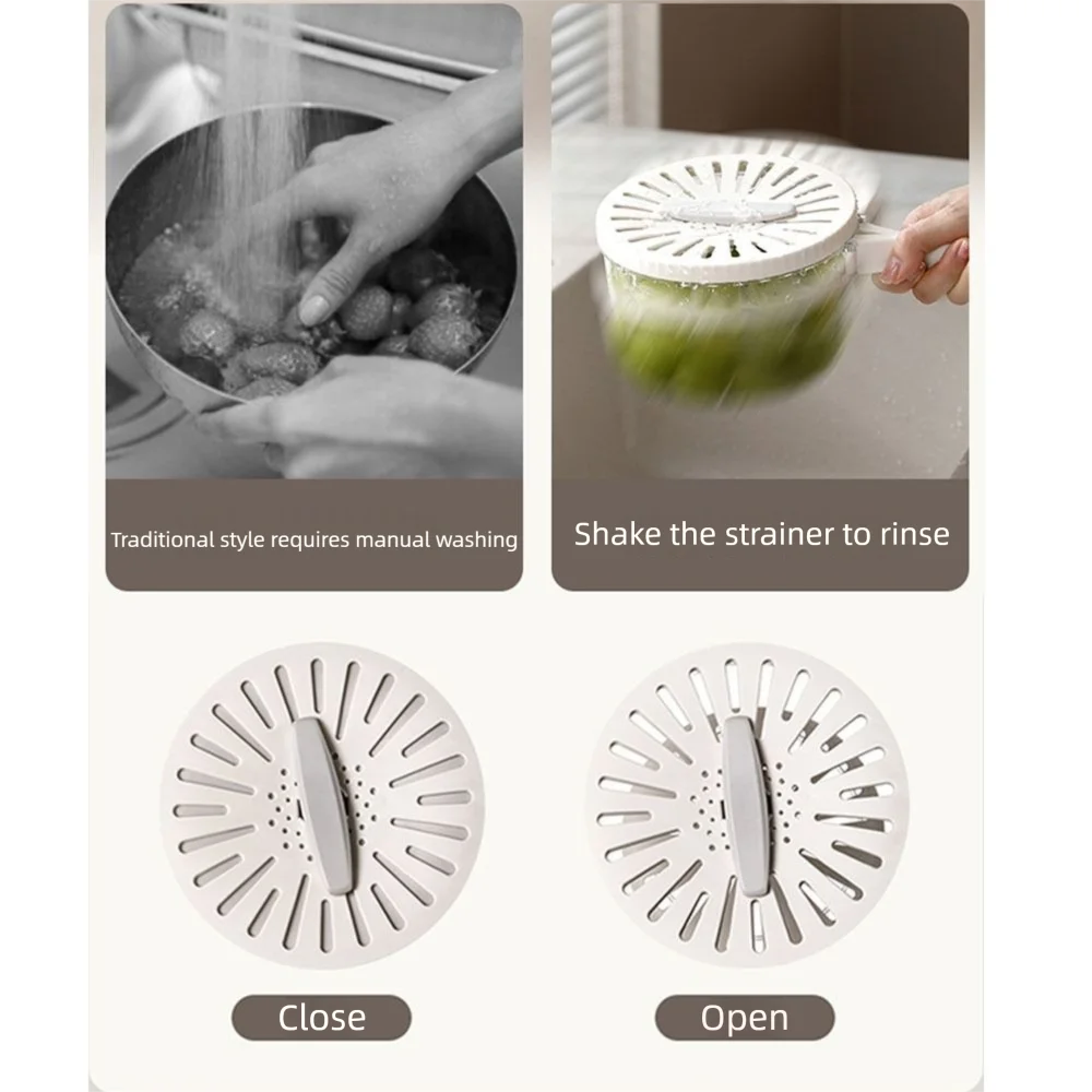 Folding Handle Rice Washing Drain Basket Multi-function with Lid Fruit Vegetable Washing Bowl 2 In 1 Plastic Fruit Strainer