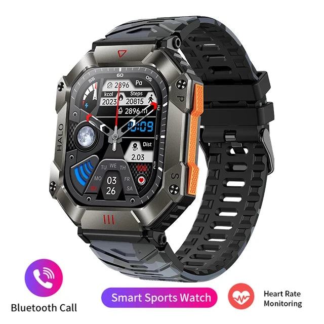 GEJIAN GPS Military Smart Watch Men For Android IOS Ftiness Watches Ip68 Waterproof 2.0'AI Voice Bluetooth Call Smart Watch