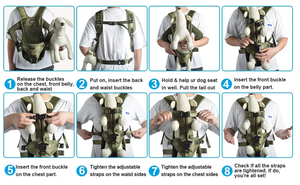 TAILUP Pet Carrier Backpack for Dogs Cat Thickened Sponge Pet Front Dog Carrier Backpacks Portable Puppy Transportation Dog Bag