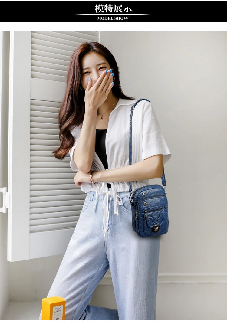 Mobile Phone Bag for Women 2024 New Fashion Soft Leather Diagonal Straddle Small Bag Multi layered Mini Zero Wallet Versatile Li