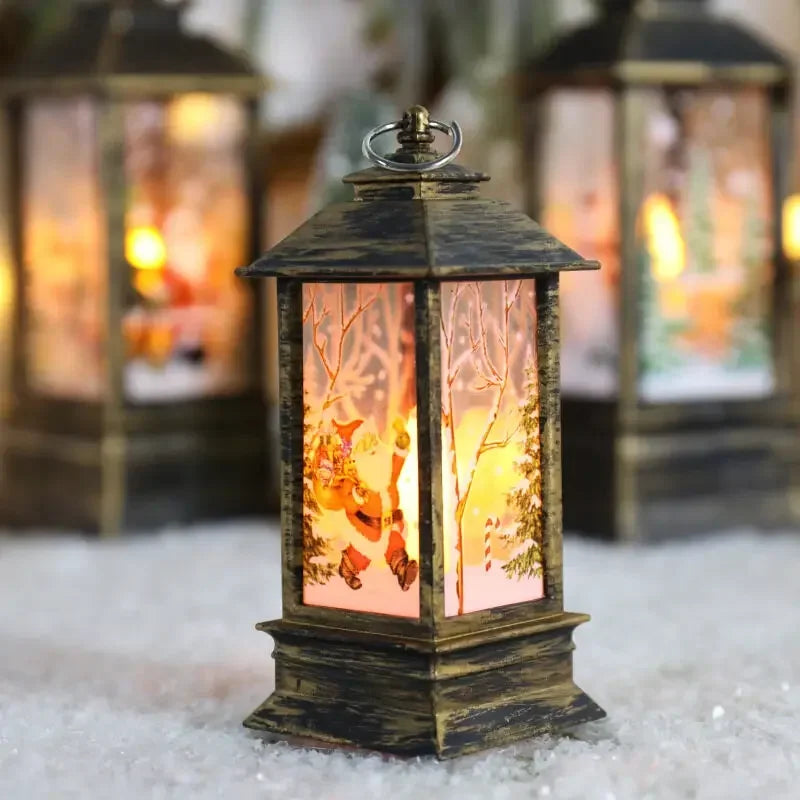 LED Night Lights Vintage Portable Oil Lamp Battery Powered Home Hanging Lanterns Child New Year Gift Christmas Party Decoration