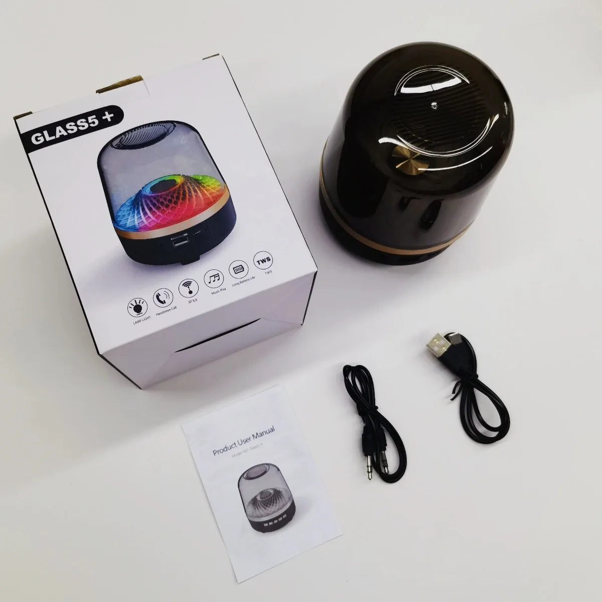 Glaze 5 Subwoofer Bluetooth 5.3 Audio Breathing Lamp Speakers Hi-Fi Acoustic Wireless Soundbar Portable Speaker for Home Theater