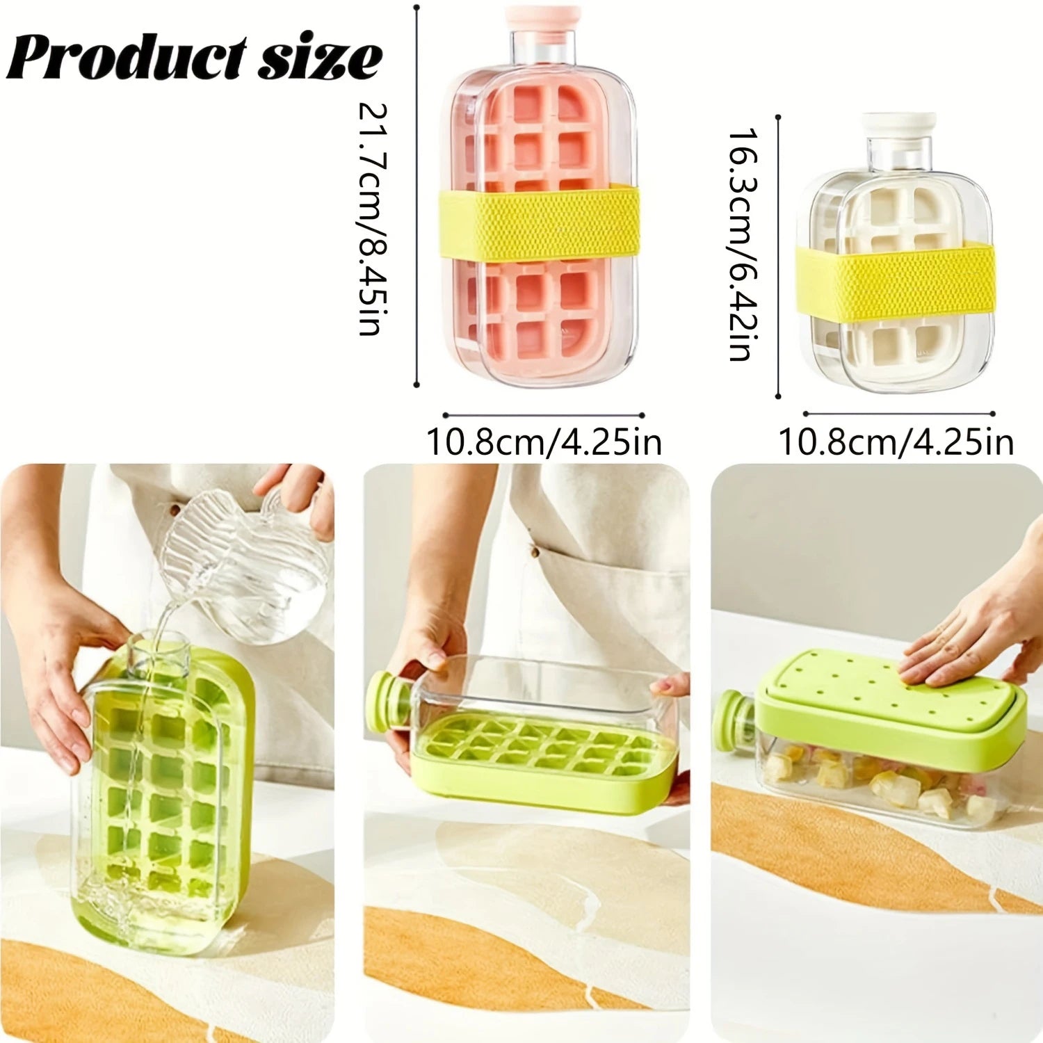Silicone One-click Ice Mold Bottle Cooler Cup with Straw Ice Cube Tray with Lid for Freezer Creative NO TOUCH Mould for Summer