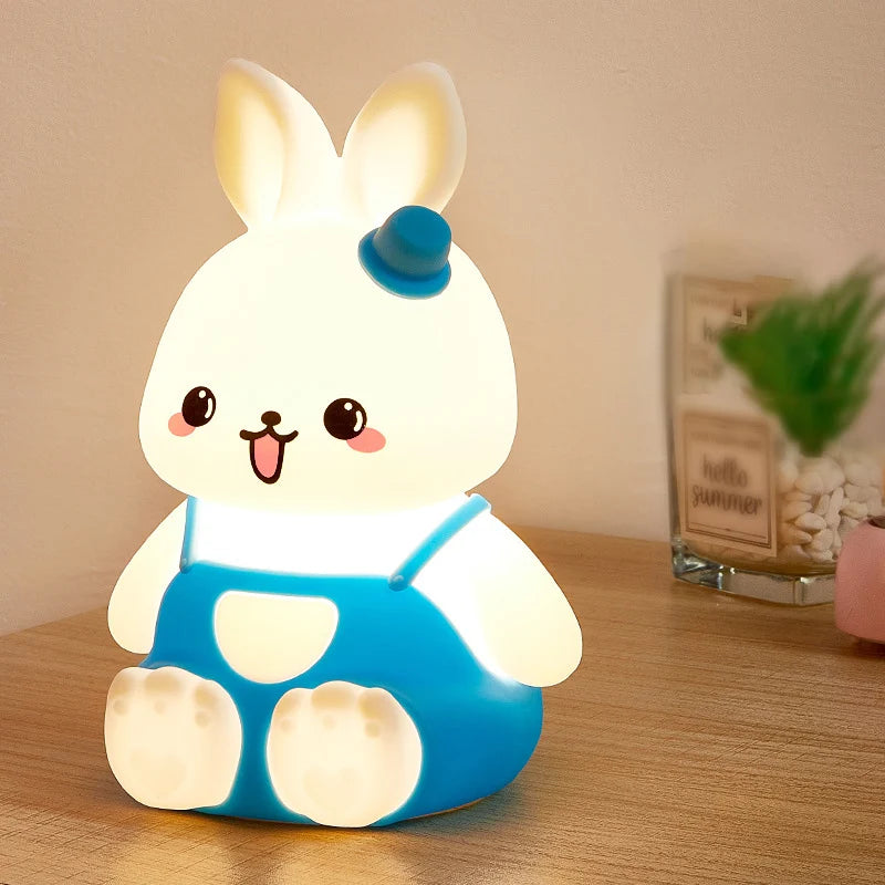 Cute Kids Night Lights 5 Colour Changing LED Silicone Rabbit Lamp with Battery, for Nursery Children Baby Camping Home Decor