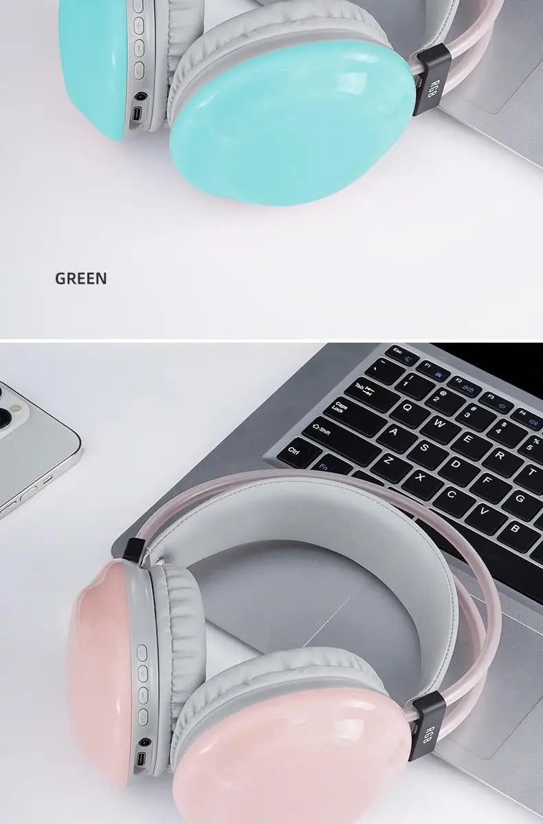 Gamer Wireless Bluetooth Headphones RGB Flowing Colorful Lamp Head Earphone Hifi Stereo Noise Reduction Gaming Headsets With Mic