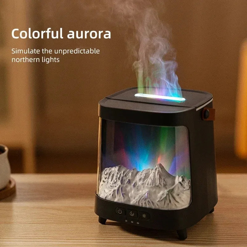 D631 Aurora Flame Humidifier Essential Oil Diffuser 200ml LED Light Remote Control Timing Spray USB-C