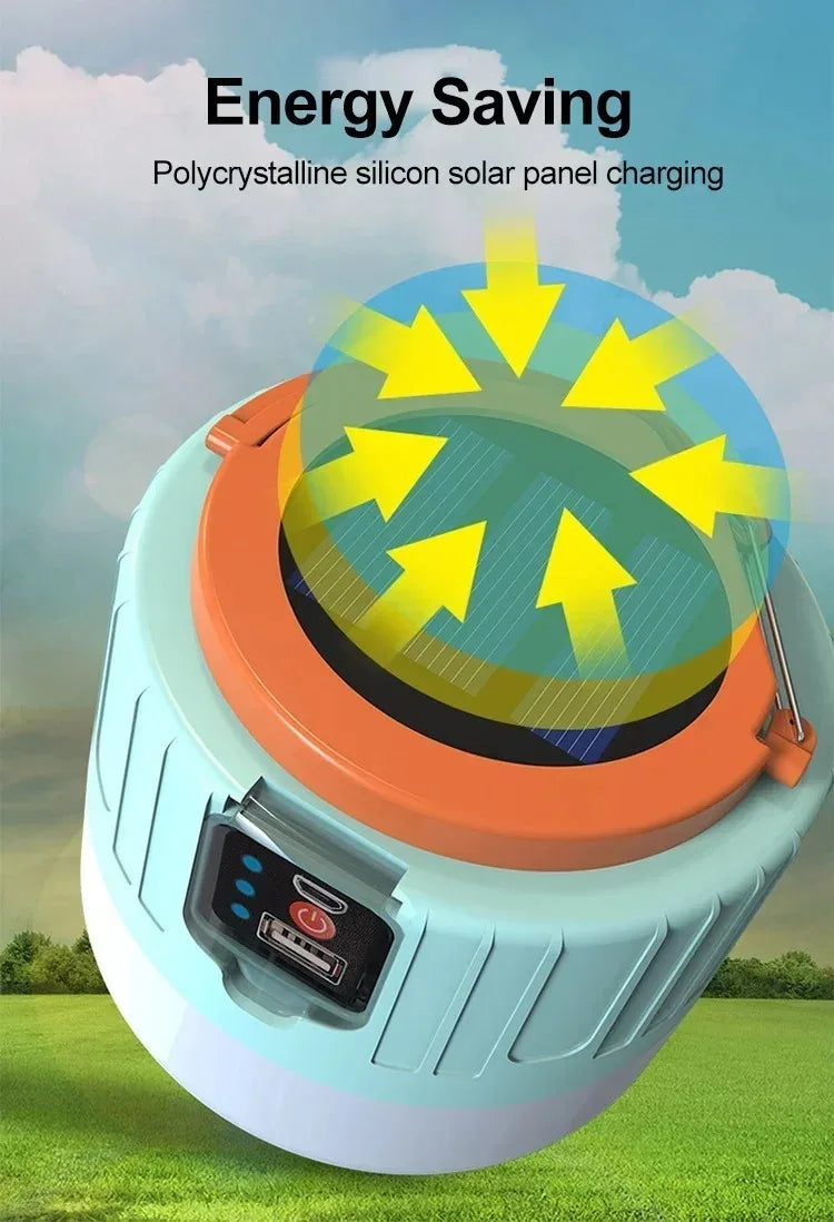 Portable Solar Camping Light Power Bank LED Lanterns With Remote Control Waterproof Outdoor Tent Light Rechargeable Flashlight ﻿