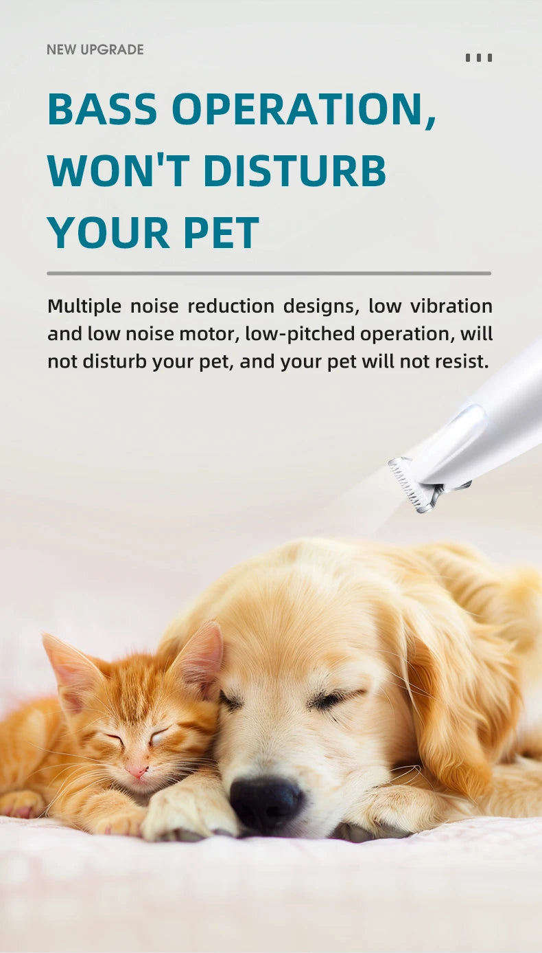 Pet electric clipper with LED lights, foot hair trimmer, professional dog and cat care products, USB rechargeable nail clippers