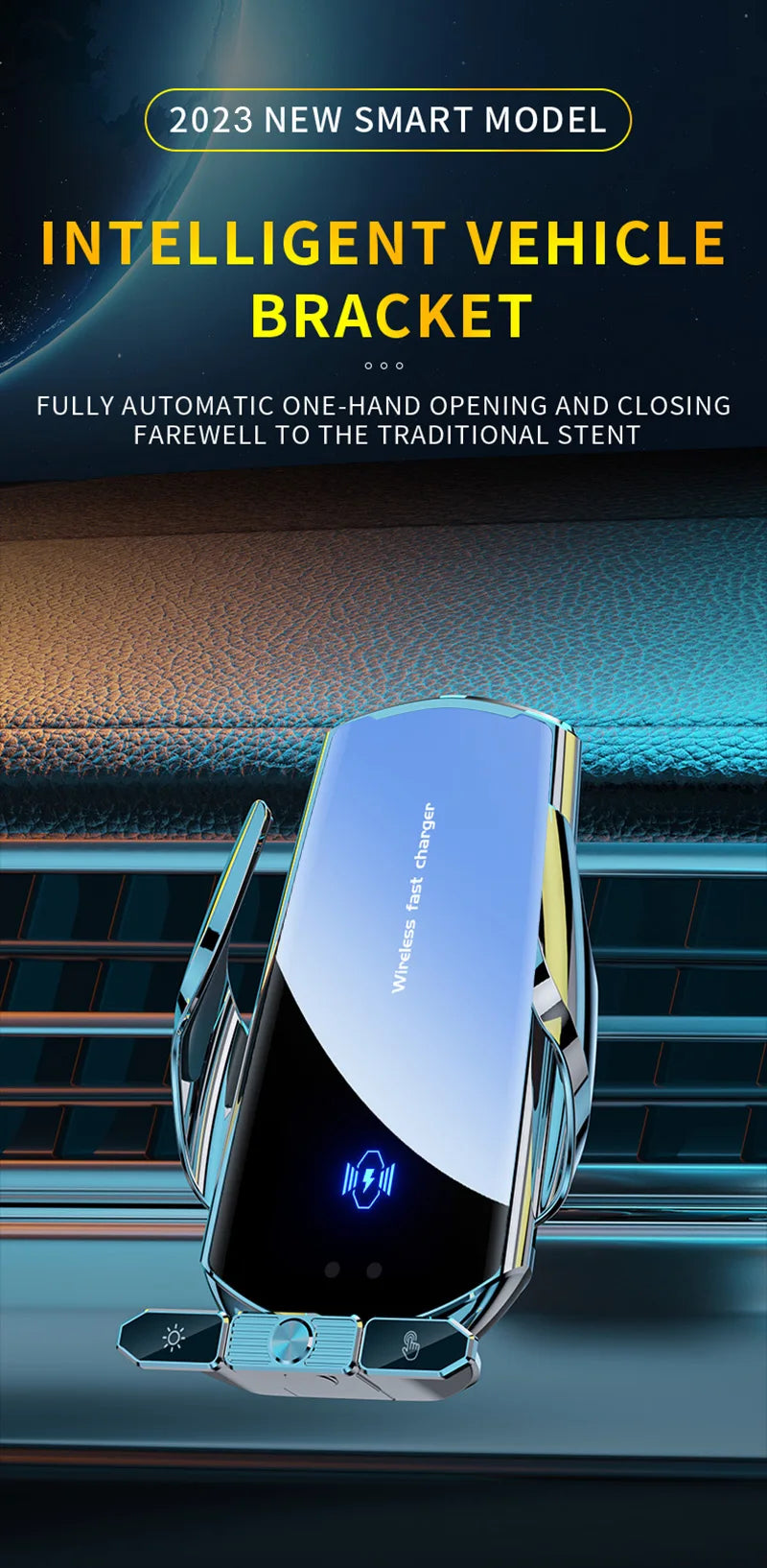 Car Magnetic Cell Phone Holder wireless charger Mobile Phone Stand in Car GPS Support 360° Rotatable Mount For iPhone 14 Xiaomi