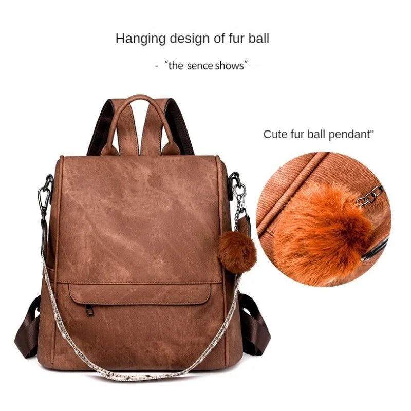 Womens Purse Leather Backpack Purse for Women Fashion Backpack Ladies Designer Ladies Shoulder Bags for Travel College Work