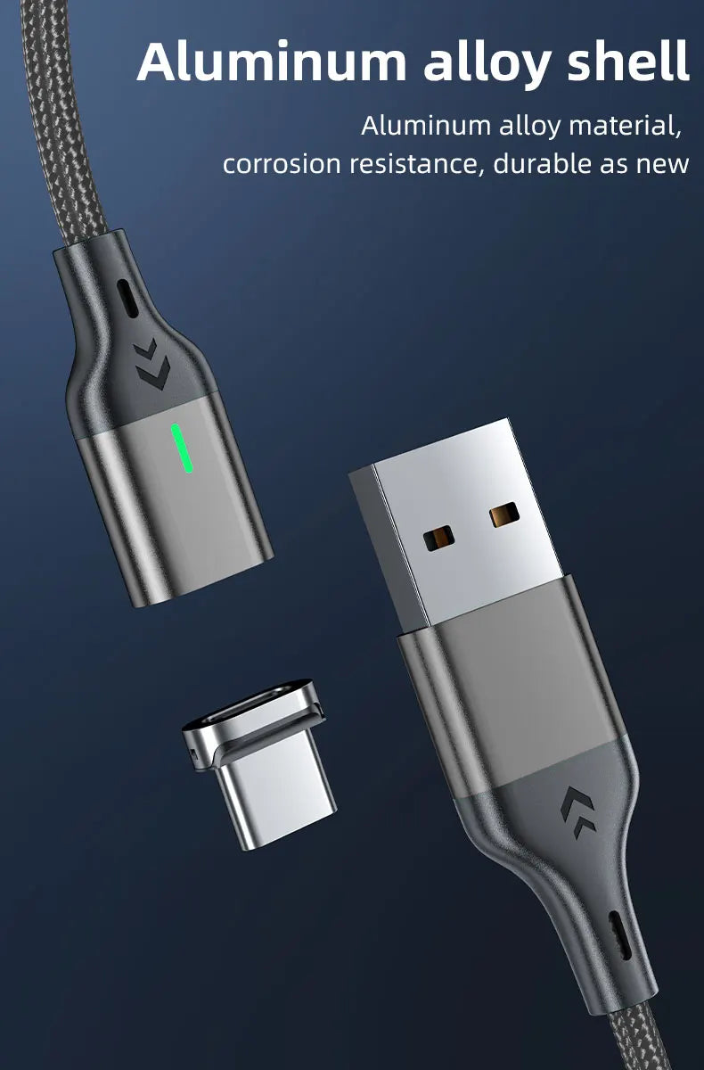 AUFU Magnetic Charge Cable 3A Fast Charging USB Type C Cable Magnet Micro USB Data Charging Wire Mobile Phone for iPhone Xiaomi