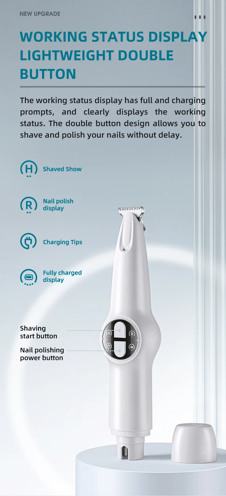 Pet electric clipper with LED lights, foot hair trimmer, professional dog and cat care products, USB rechargeable nail clippers