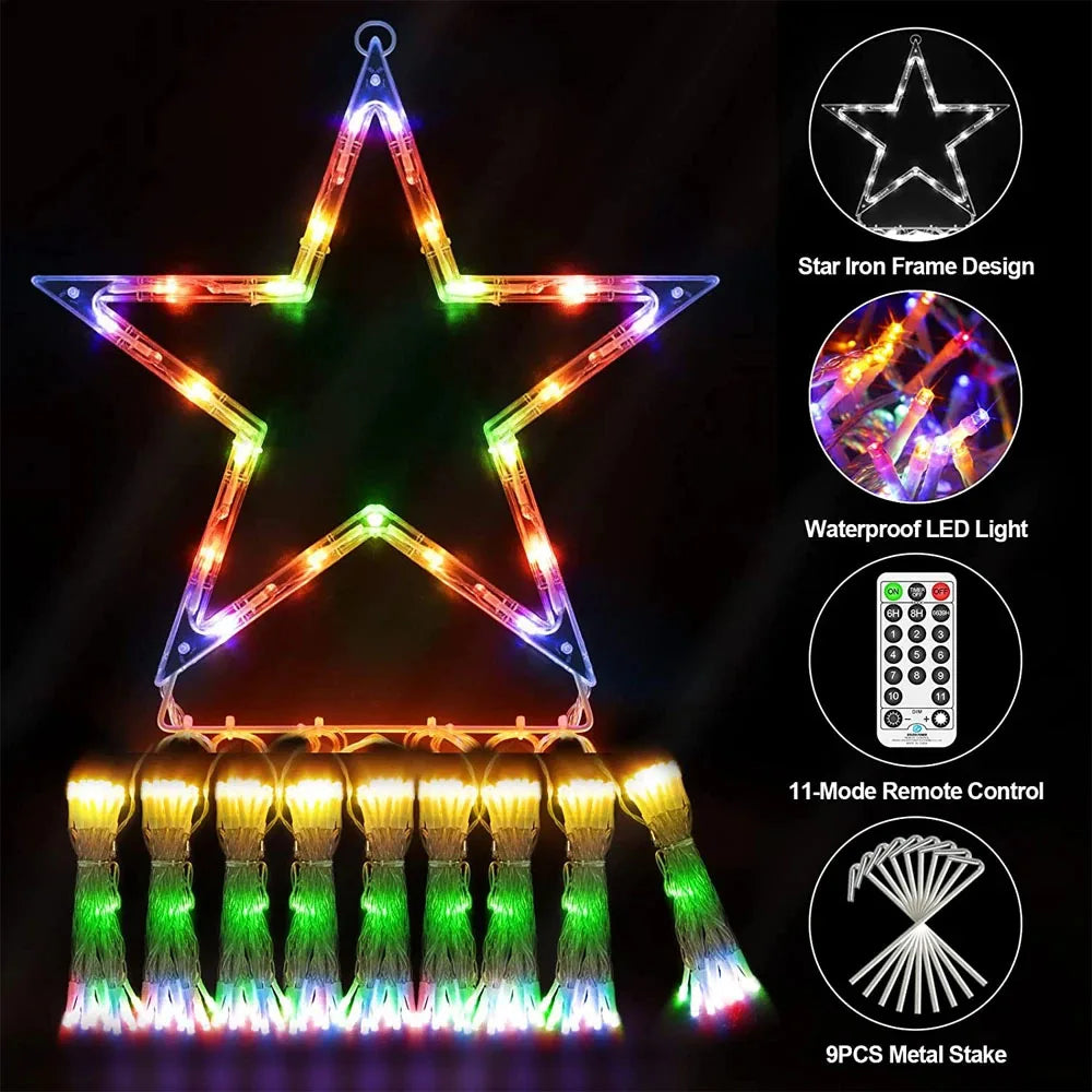 Christmas Decorations Waterfall Solar Lights 350 LED 8 Modes Tree Light Gift Patio Lights Outdoor Decor Tree Wedding Yard Porch