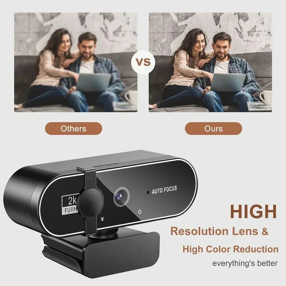 4K Full HD Webcam with Microphone Autofocus 8MP Website Camera for Windows PC Laptop IOS Macbook External Web Cam Video Calling