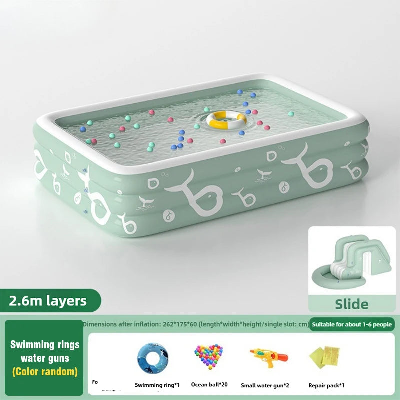 1.5/1.8/2/2.6M Large Inflatable Swimming Pool Slide Thickened With Sunshade Kids Toy Household Outdoor Family Water Garden Game