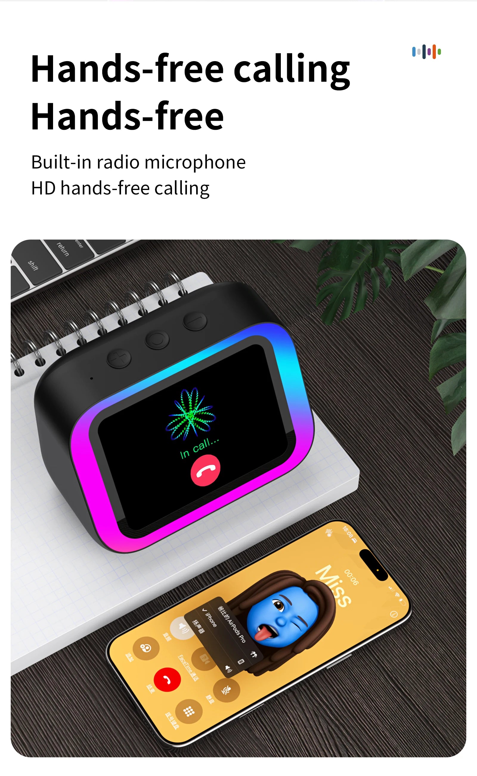 AI Smart Bluetooth 5.4 Speaker Voice assistant HDTouch Screen Display Electronic Album Alarm Clock Hi-fi Stereo Sound