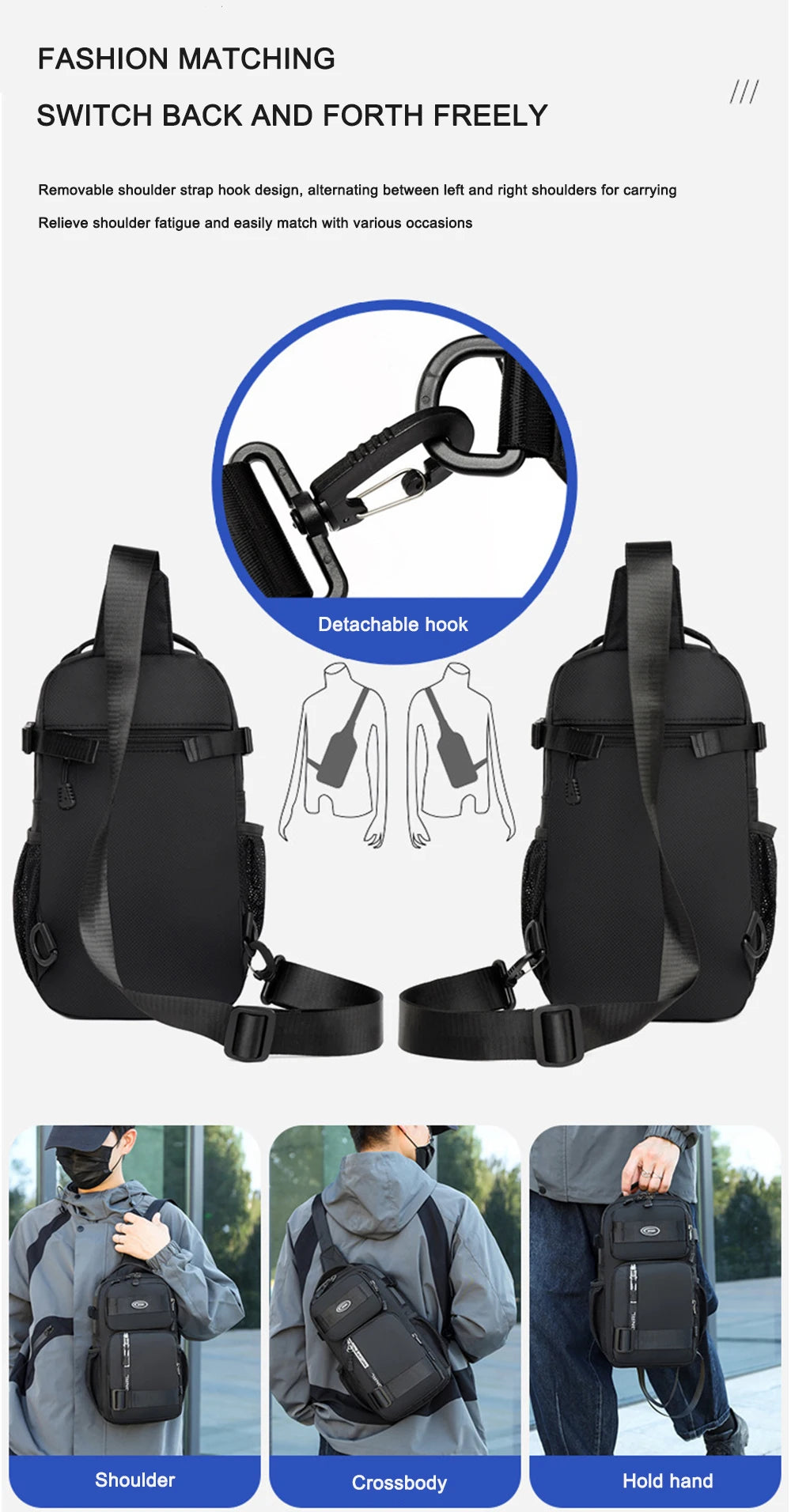 Chest Bag For Men 2024 New Casual Travel Large-capacity Chest Bag Fashion Trend Men's Shoulder Bag Crossbody Outdoor Backpack