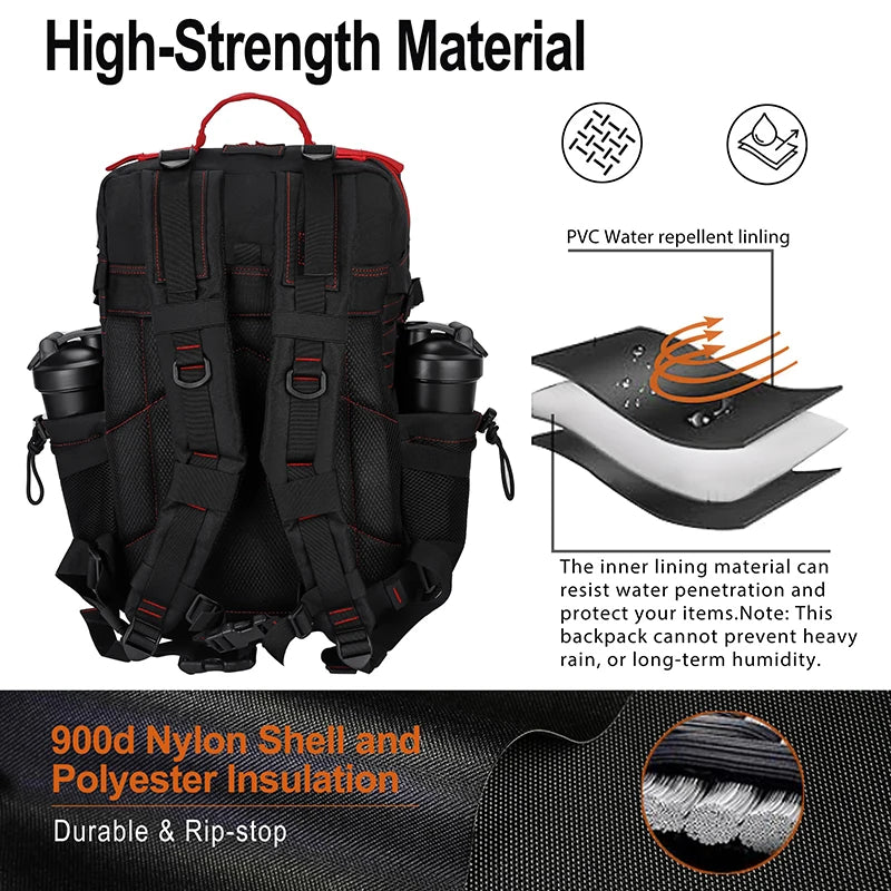 LHI 25L/35L/45L Gym Backapck Tactical Athlete Sports Fitness Bag Exercise Workout Weekend Travel Daypack with Bottle Holder