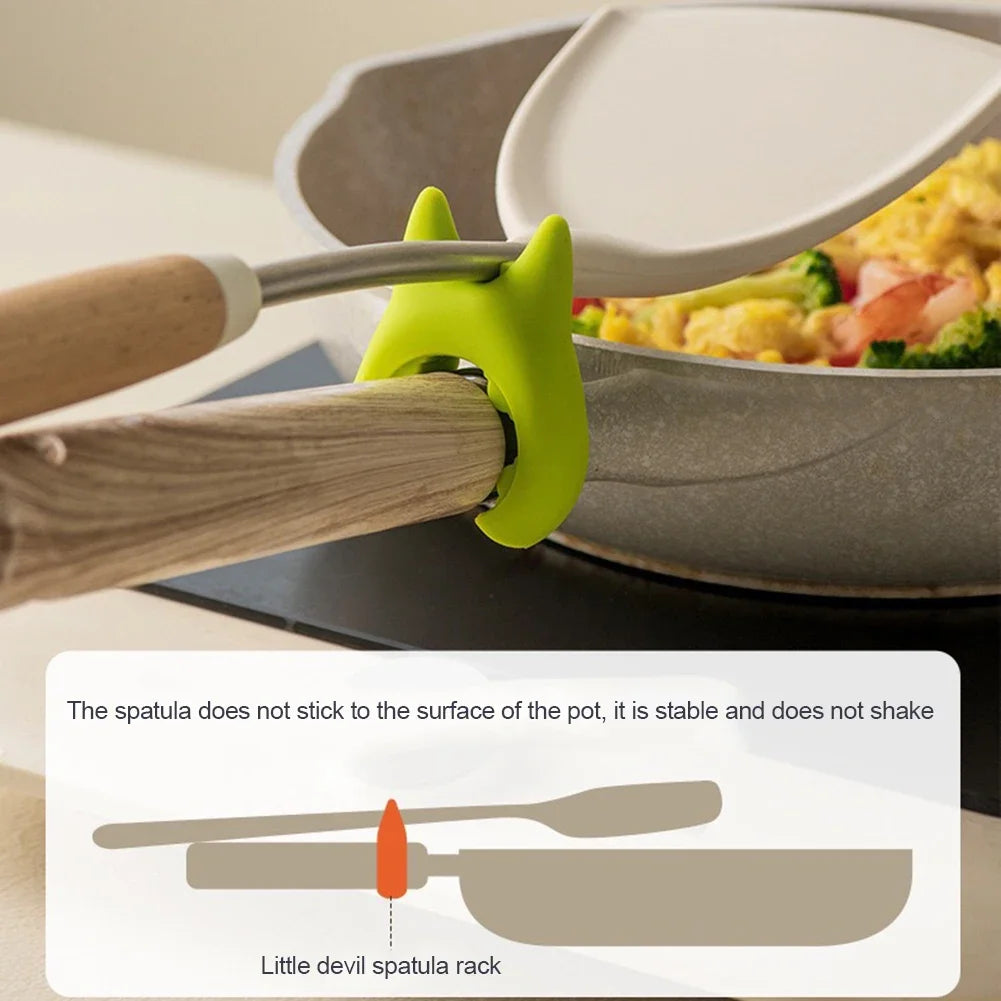 Multifunctional Spatula Holder Anti Scalding and Overflow Silicone Spoon Holder Clip Creative Integrated Devil Cooking Pot Clip