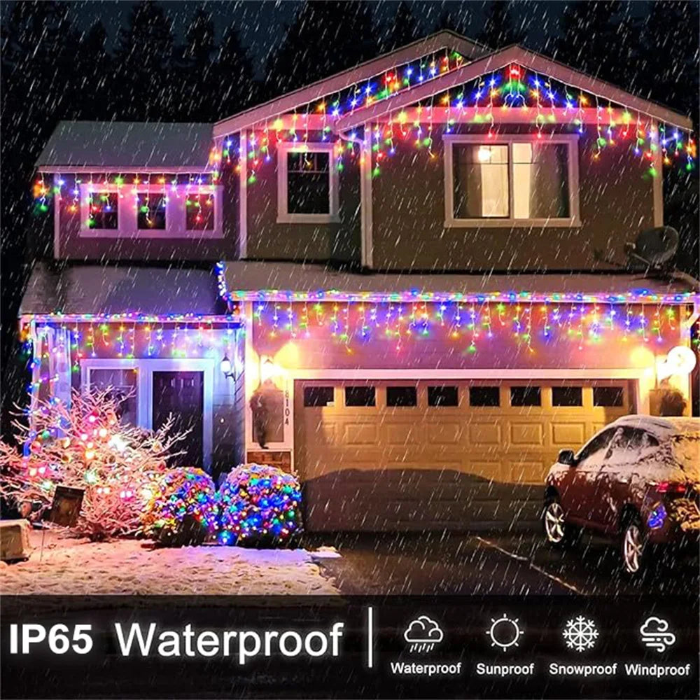 NEW 162/96LED Solar Icicle Outdoor Christmas Lights 8 Modes Waterproof Fairy Lights for Home Party Halloween Holiday Decoration