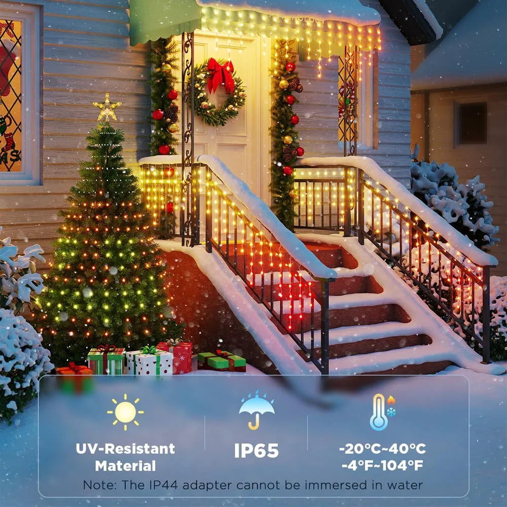 RGBIC 6.9FT 400LEDs Christmas Lights Holiday String Lights with Star Shape, Smart LED Xmas Tree for Indoor Outdoor Decor