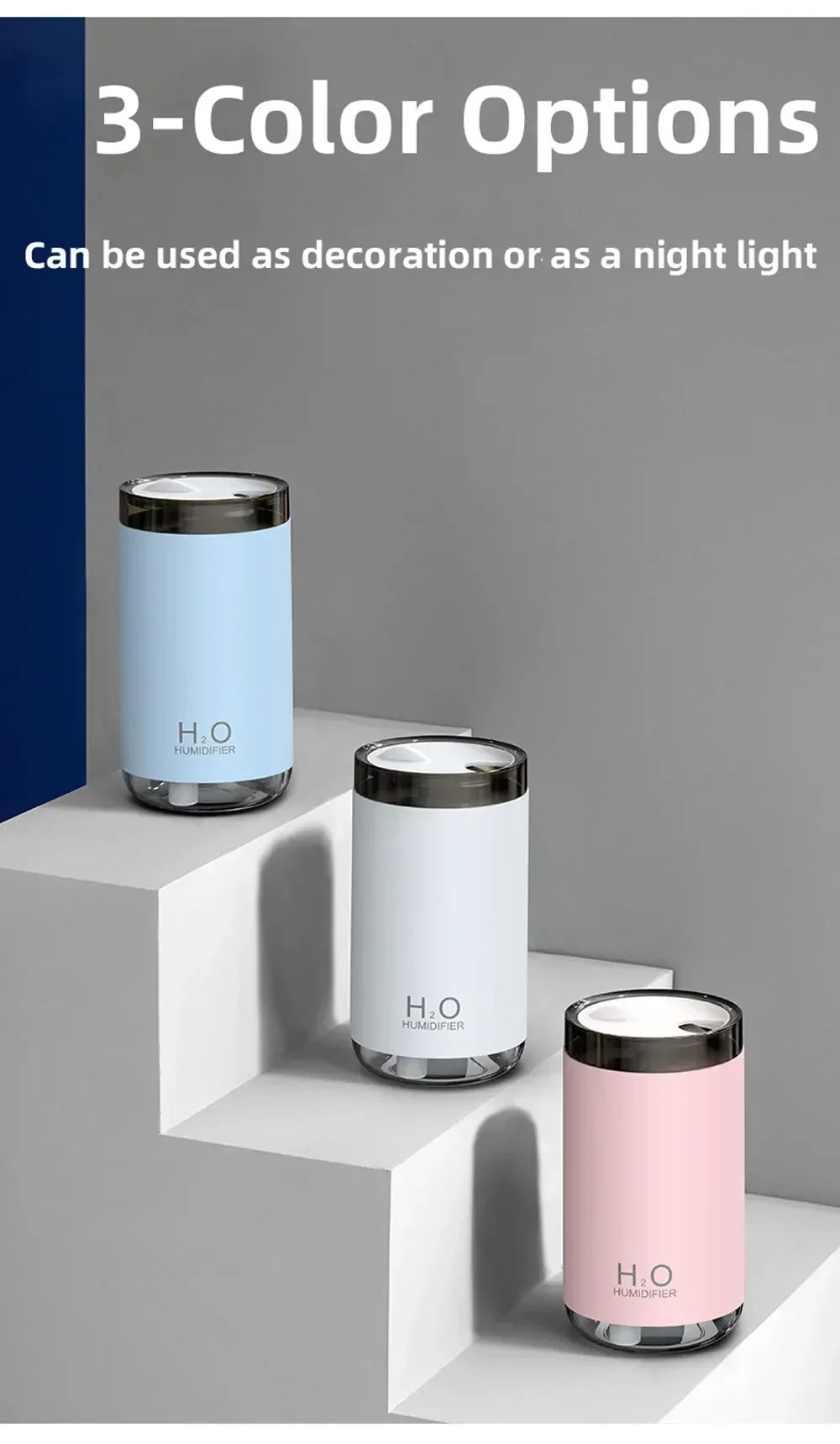 250ml New Creative Smoke Ring Air Humidification USB Mini Jellyfish Humidifier Protable Car Mist Spray Diffuser Night Light Home