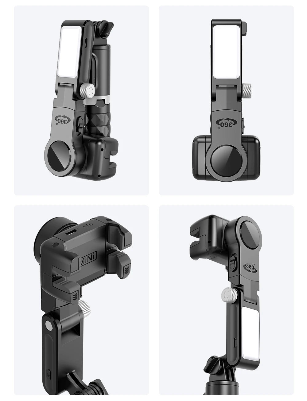 Q18 Desktop Following the shooting Mode Gimbal Stabilizer Selfie Stick Tripod with Fill Light for iPhone Cell Phone Smartphone