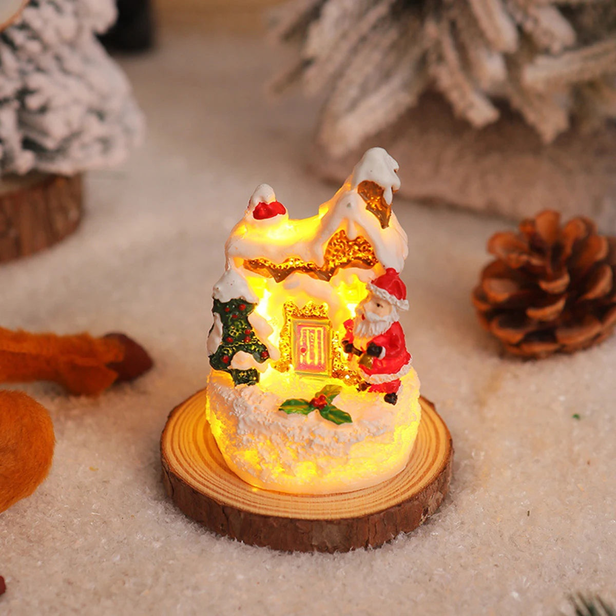1/2pcsChristmas Resin Mini House Decor - Santa Snowman Tabletop Village, Cozy Xmas Must-have List Gift for Family