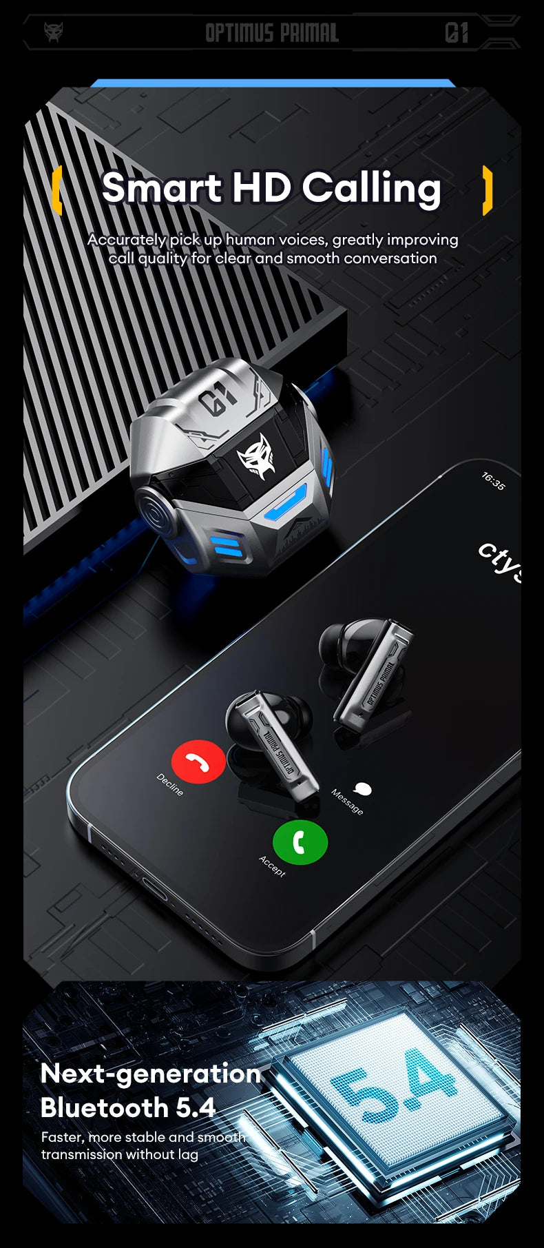 TRANSFORMERS TF-T36 Wireless Earphones Noise Reduction HD Call  Bluetooth Headphone Dual Mode HiFi Surround Sound Headset Choice