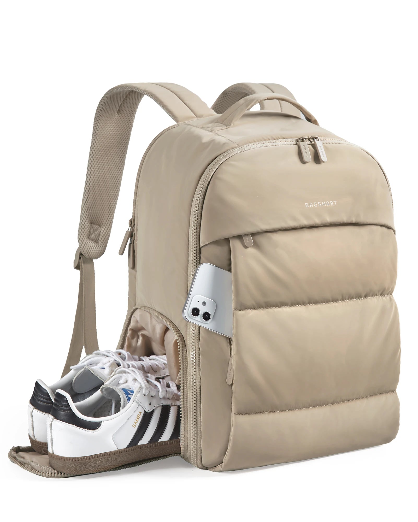 BAGSMART Women's Backpack Airline Approved Carry On with Shoe Compartment Fits 15.6" Laptop Water-Resistant Travel Backpack