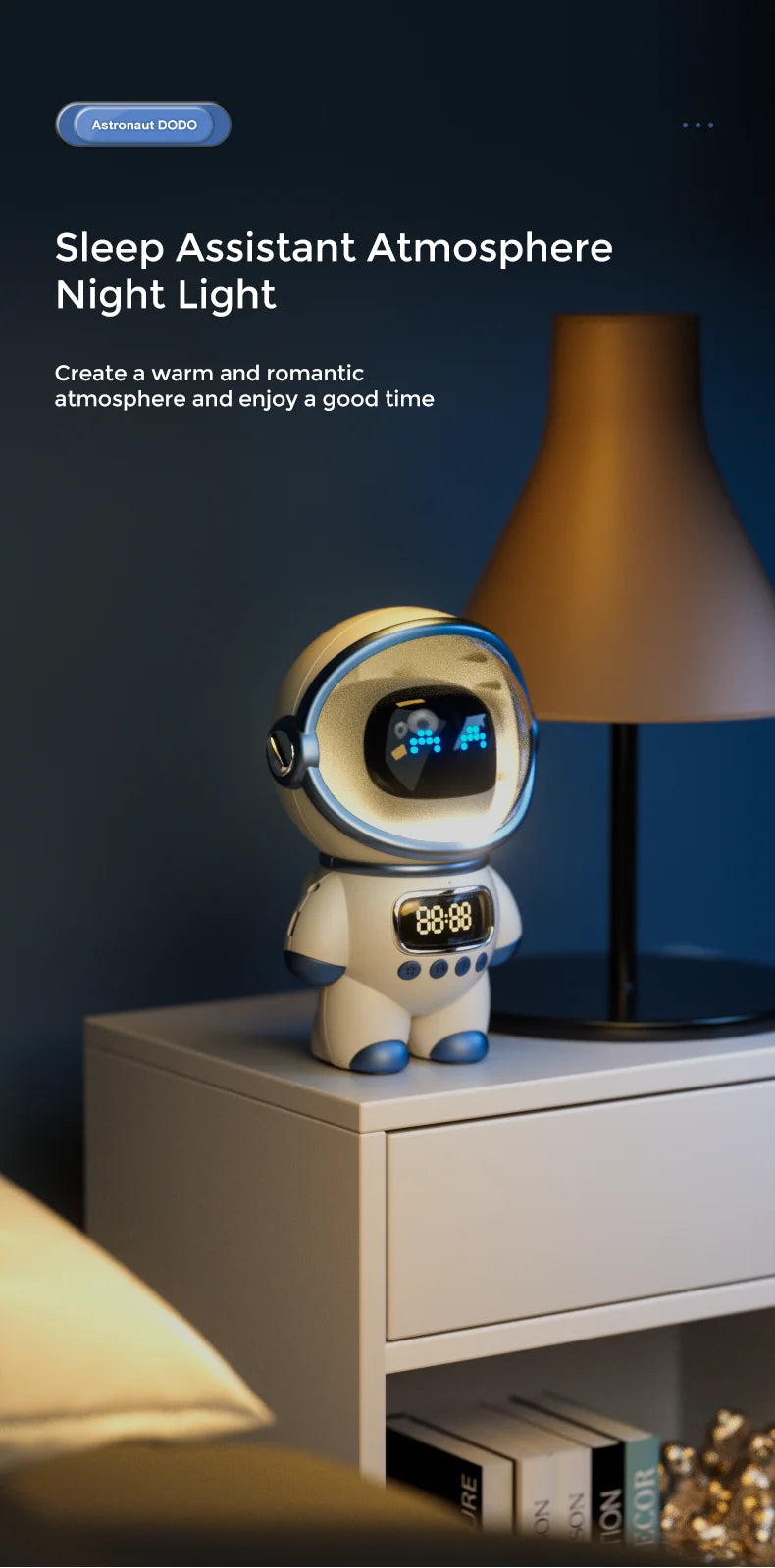 New portable wireless audio speaker, Smart Astronaut Bluetooth speaker with nightlight, FM radio, subwoofer, music speaker