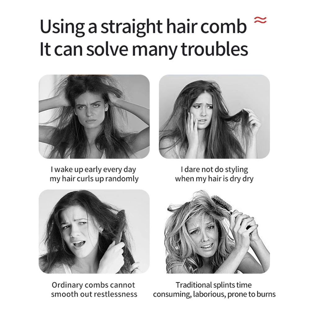 NEW Electric Ceramic Heating Straight Hair Comb Wireless Portable Negative Ion Styling Tool Rechargeable USB Straightening Brush