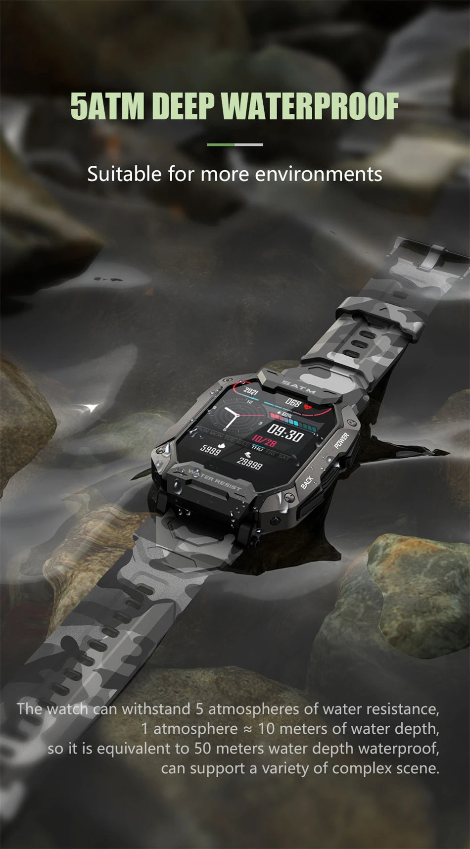 Smart Watch Men Swim IP68 ATM Waterproof Smart Clock Outdoor Sports Fitness Tracker Health Monitor Smartwatch For Android IOS