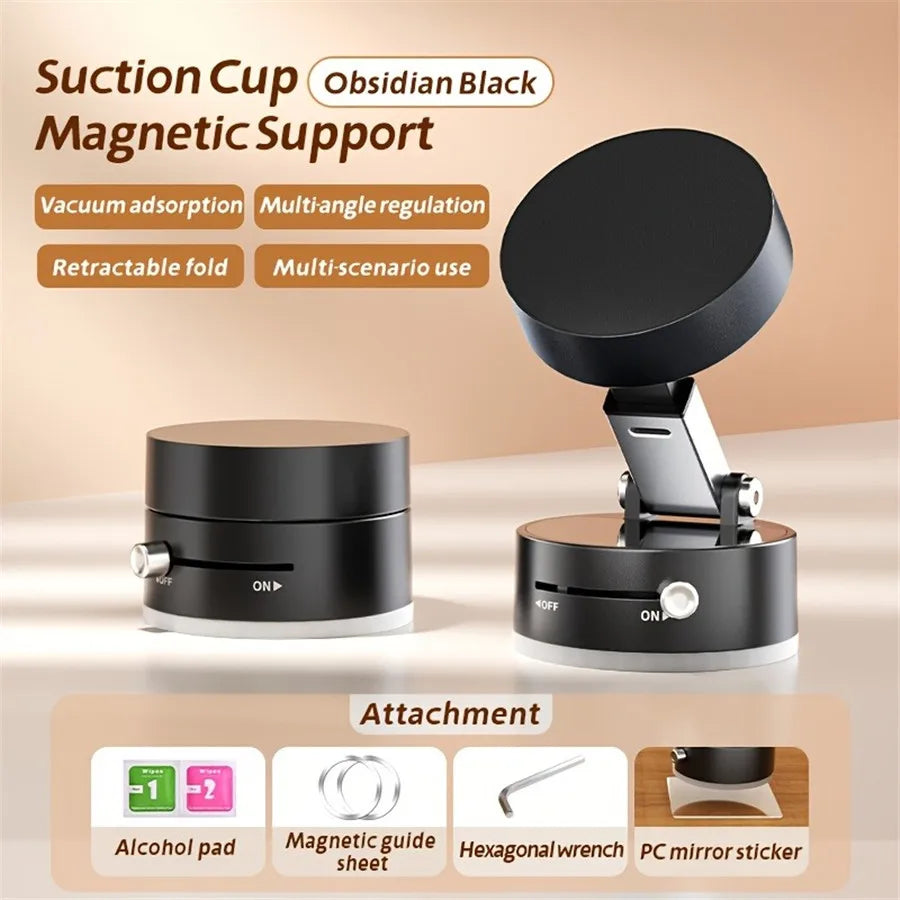 Vacuum Car  Magnetic Phone Holder Suction Cup Adjustable Phone Stand for iphone 16 pro Foldable Cell Navigation Support Bracket