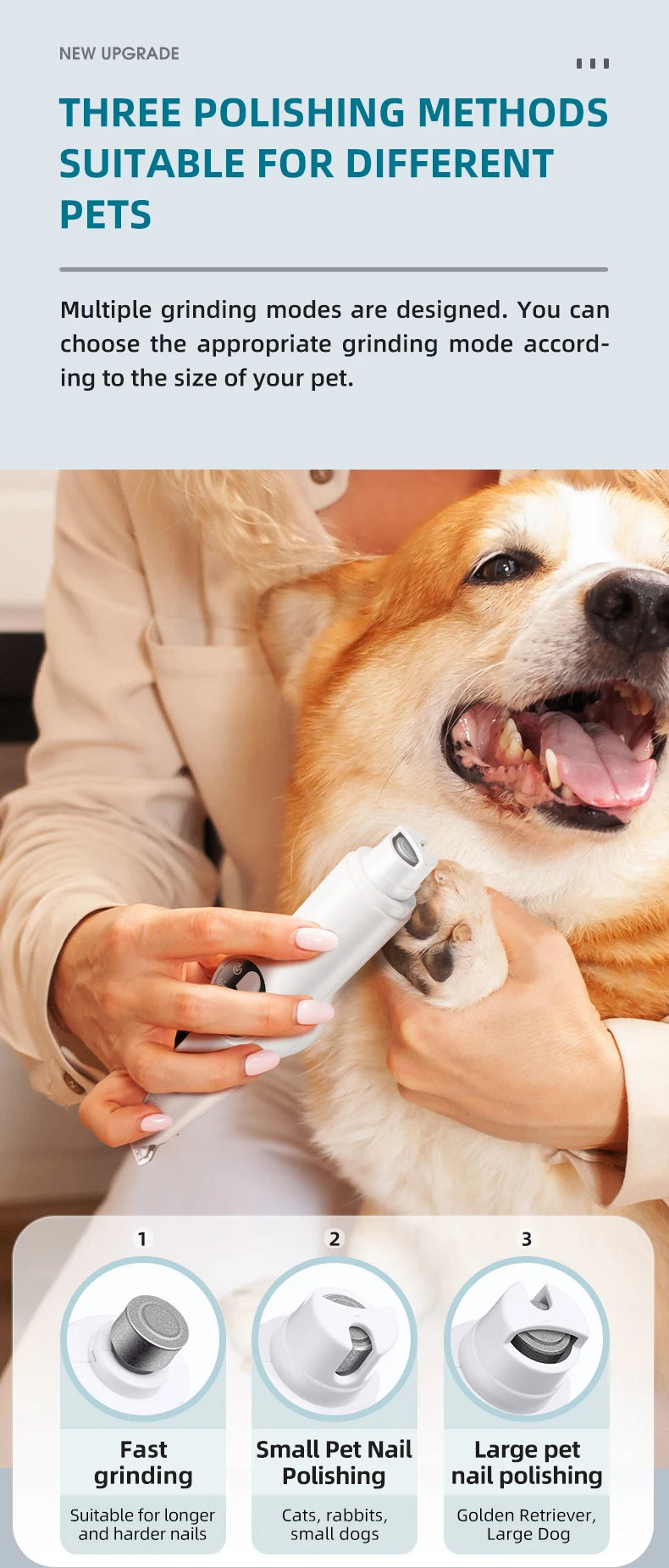 Pet electric clipper with LED lights, foot hair trimmer, professional dog and cat care products, USB rechargeable nail clippers