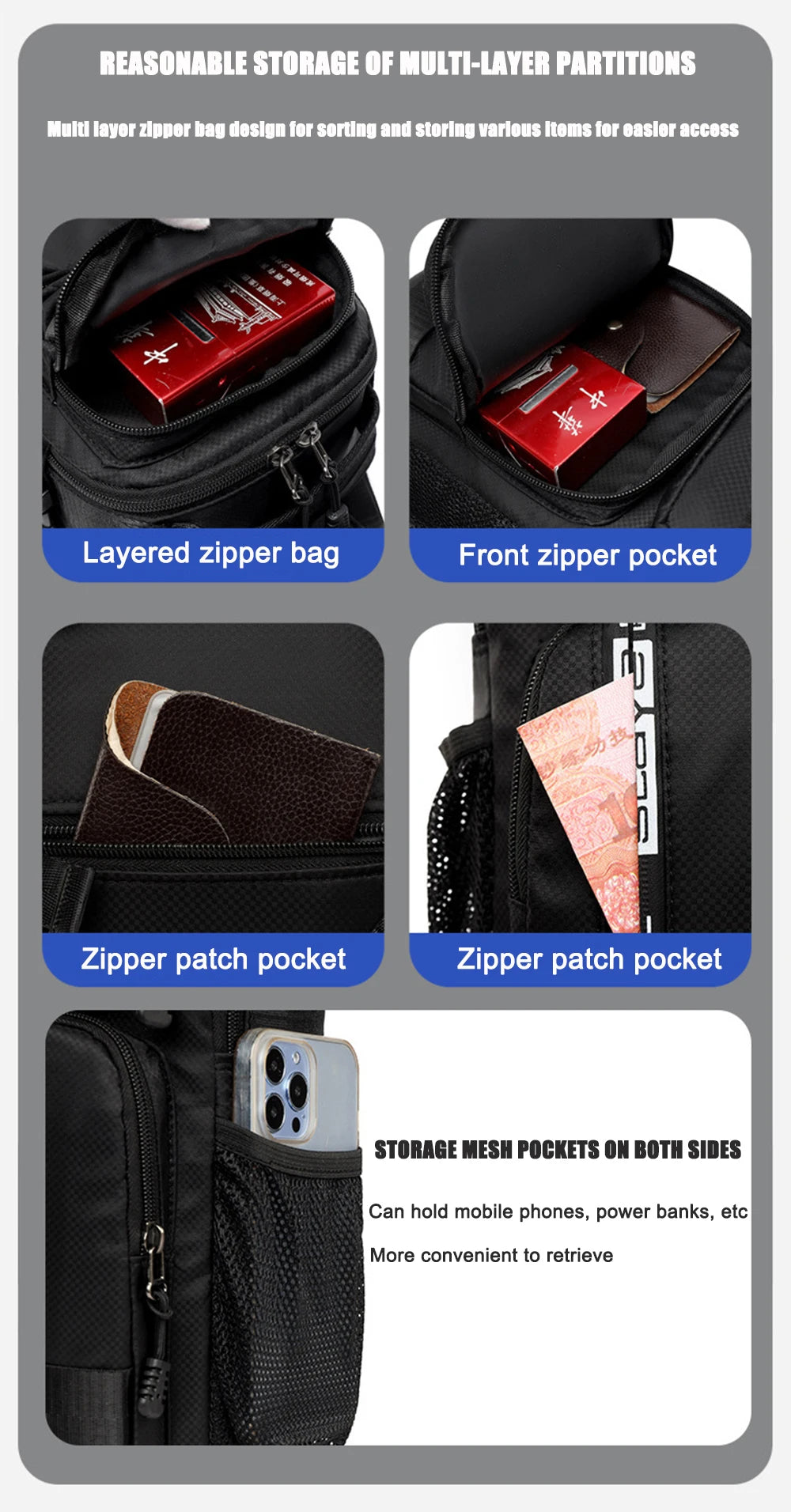 Chest Bag For Men 2024 New Casual Travel Large-capacity Chest Bag Fashion Trend Men's Shoulder Bag Crossbody Outdoor Backpack