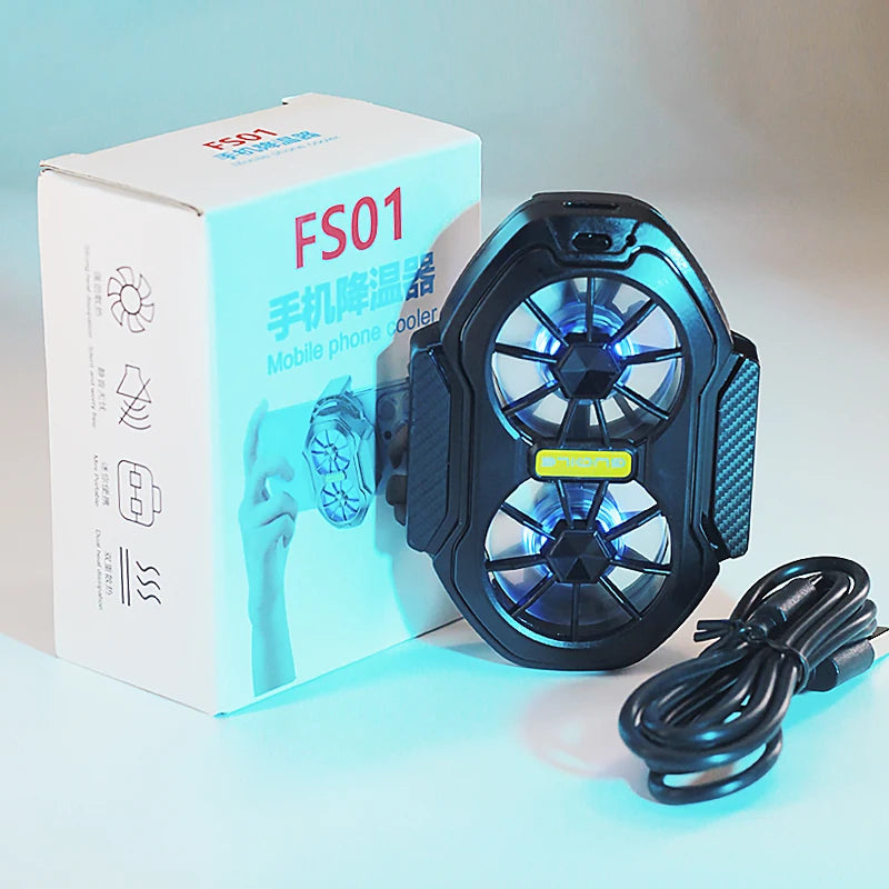 FS01 Dual Fan Rechargeable Mobile Phone Cooler Radiator Long Lasting Stronger Cooling Air Cooling Clip design with Game Button