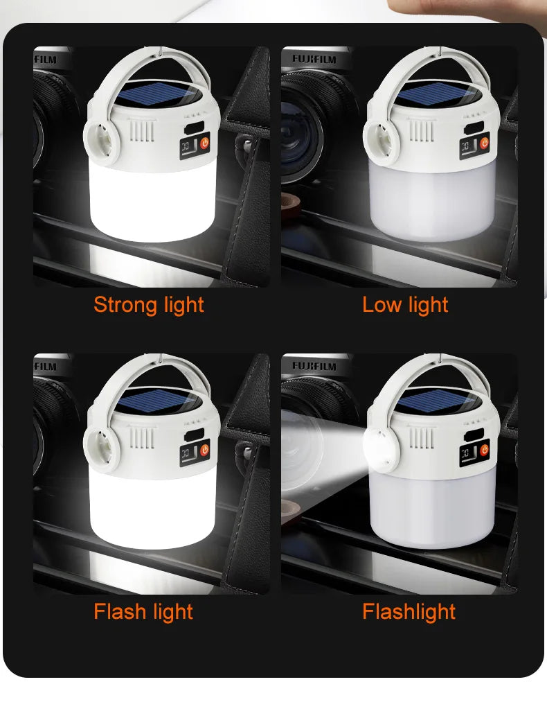 Solar LED outdoor camping lamp portable lamp configuration hook supports TYPE-C charging.