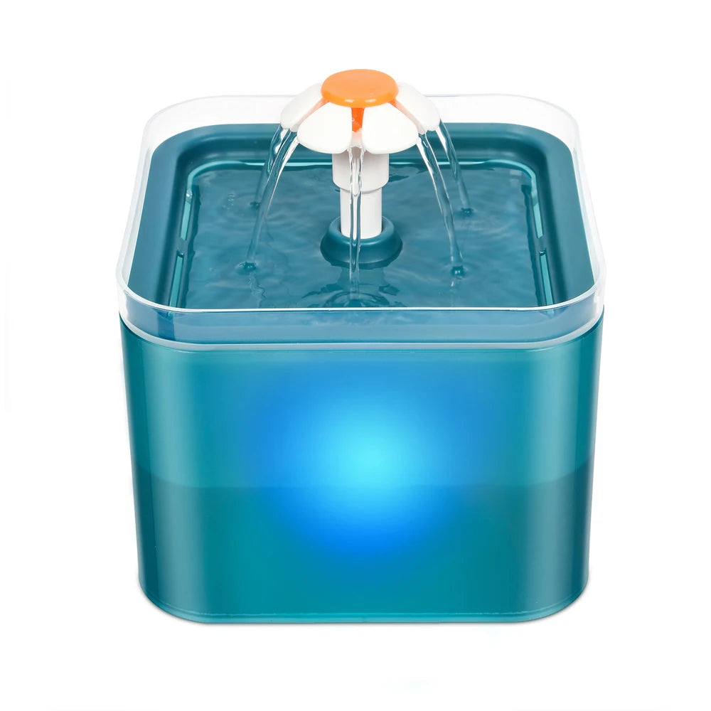 2L Automatic Cats and Dogs Water Fountain with LED Lighting USB Pet Water Dispenser with Recirculate Filtring for Pet Feeder