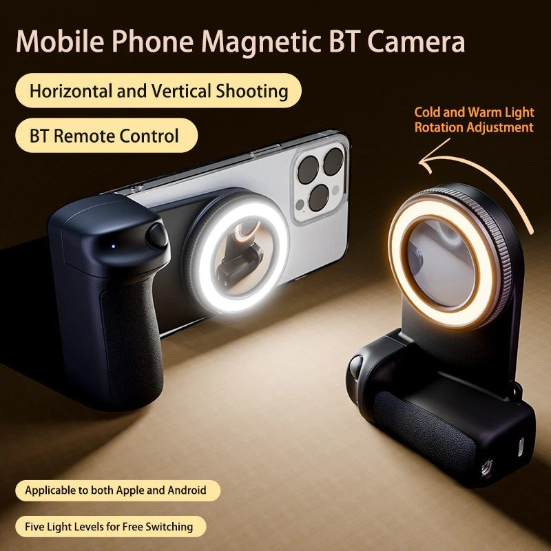 2025 Smartphone Camera Shutter Grip Bluetooth Selfie Handle Camera Photo Stabilizer with Fill Light for Iphone Android MagSafe