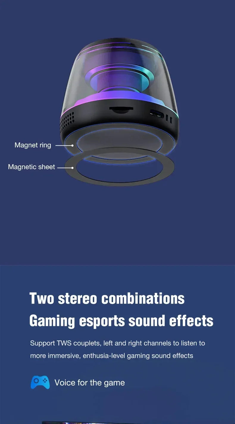 Magnetic Bluetooth Speaker RGB Mini Portable Speaker Magnetic Phone Holder Ring Wireless Sound Box Bluetooth Speaker Tower