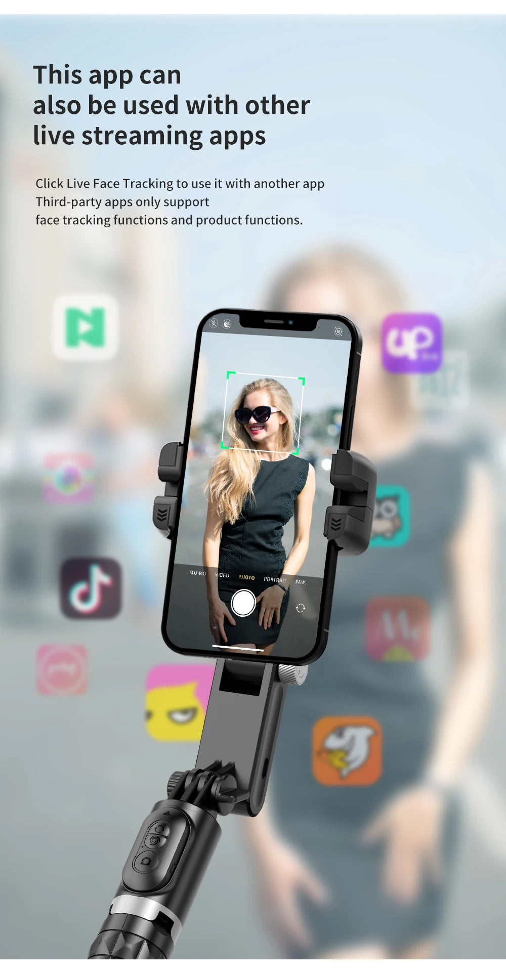 Q18 Desktop Following the shooting Mode Gimbal Stabilizer Selfie Stick Tripod with Fill Light for iPhone Cell Phone Smartphone