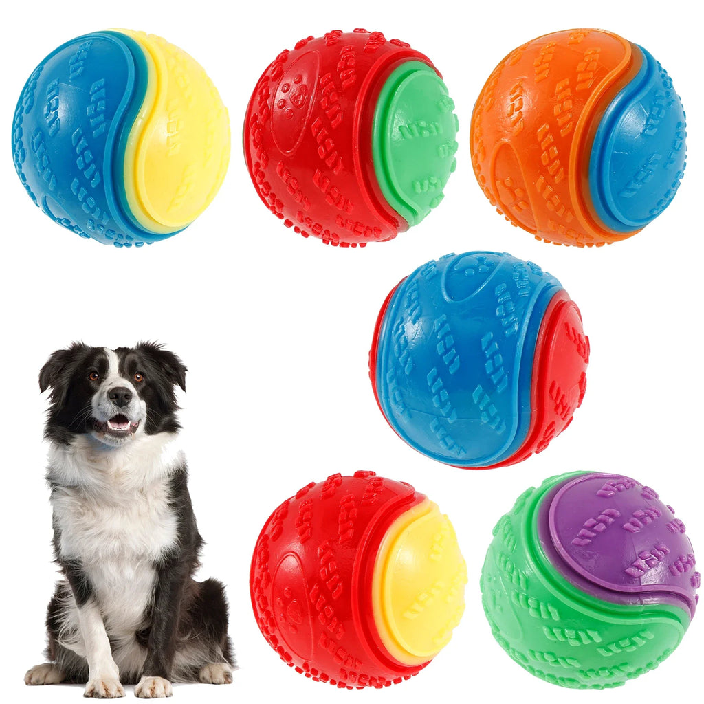 6Pcs Squeaky Balls Toys Dogs Interactive Toys TPR Dog Chew Toy for Dog Pet Teeth Cleaning Bite Resistance Pet Supplies
