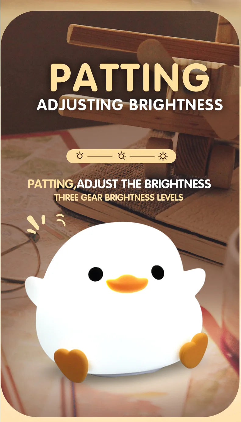 DoDo Duck Silicone LED Bedside Lamp Night Light Cute Duck Dimmable Nursery Nightlight Rechargeable Baby Bedrooms Decoration
