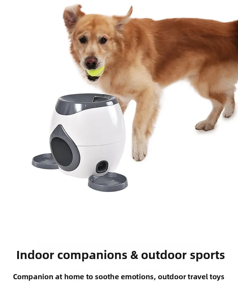 2 in 1 Dog Pet Interactive Toy Tennis Ball Launcher Automatic Throwing Training Reward Machine Fun Feeding Machine Pet Supplies