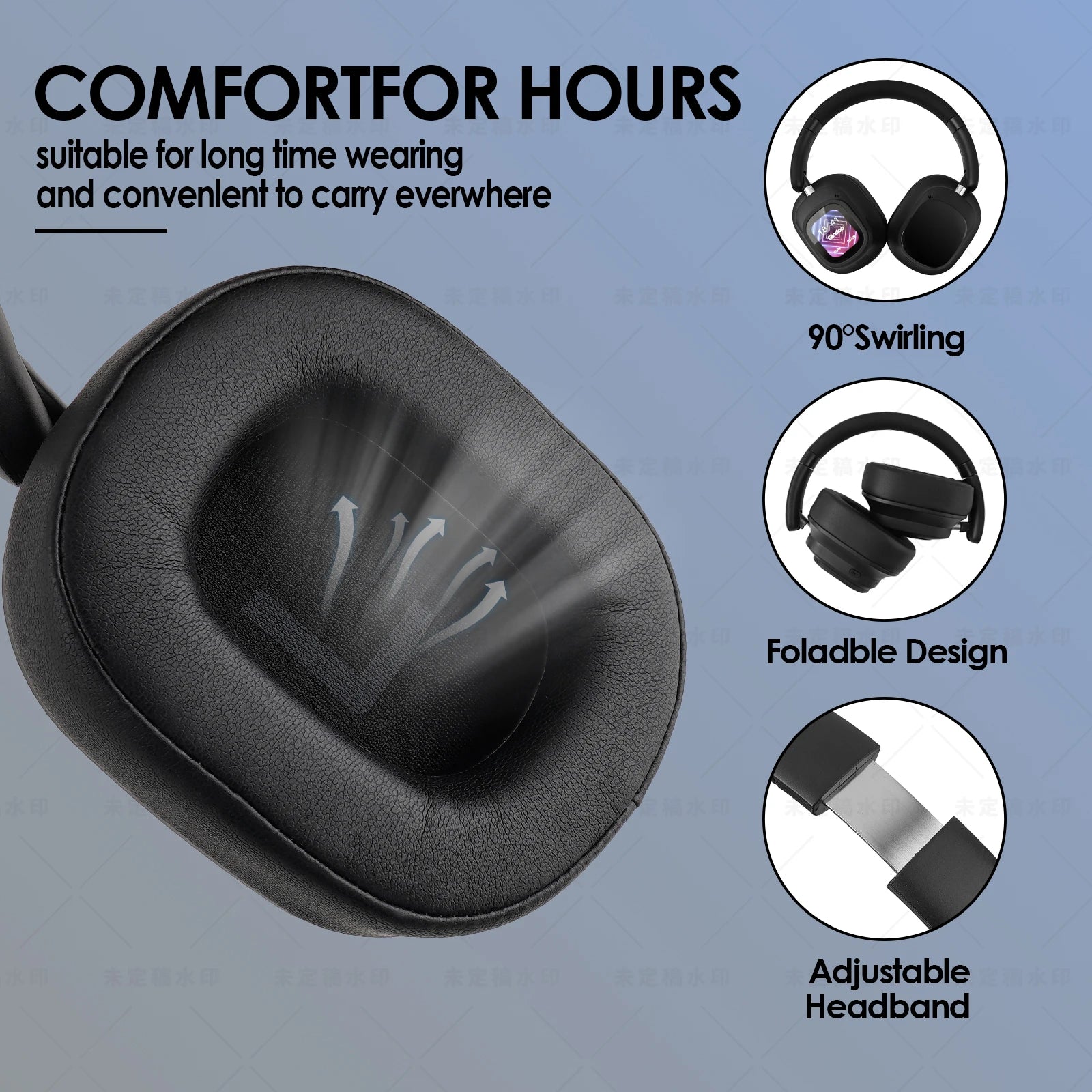 Siindoo JH-ANC930Plus Active Noise Cancelling Headphones, Hybrid Wireless Headphone With Multi Magnetic Touch Control LED Screen