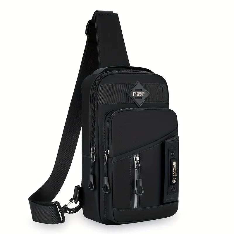 Men's Outdoor Chest Bag - Stylish Nylon Crossbody Bag, Casual Multi-Functional Sports Sling ,Multiple Compartments