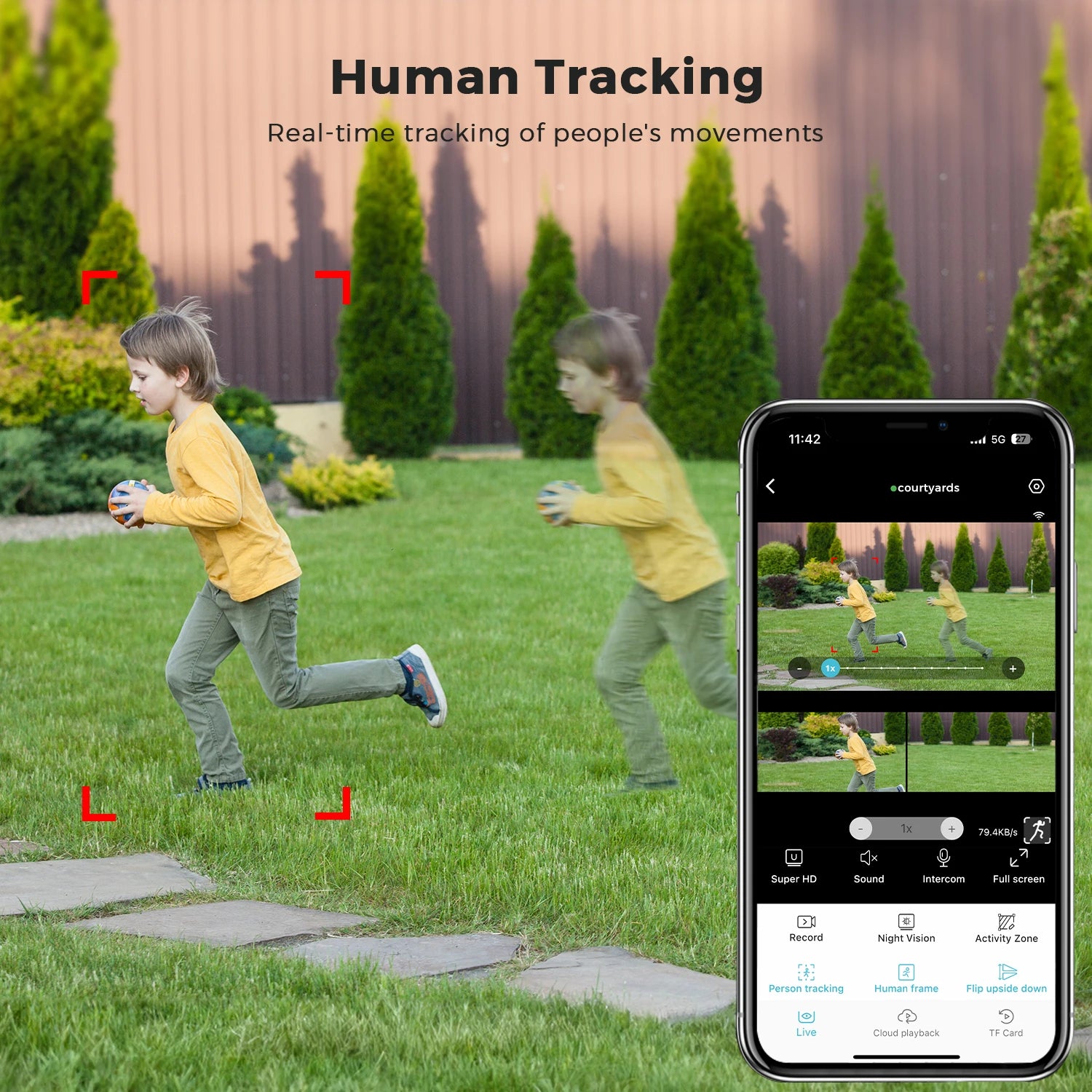 20MP Outdoors Wifi Camera 10K HD Three Lens Security 5G PTZ IP Camera 10X Digital Zoom Lens Human AI Auto Detect Tracking Camera