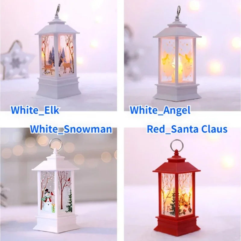 LED Night Lights Vintage Portable Oil Lamp Battery Powered Home Hanging Lanterns Child New Year Gift Christmas Party Decoration